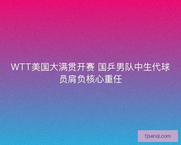 WTT美国大满贯开赛 国乒男队中生代球员肩负核心重任