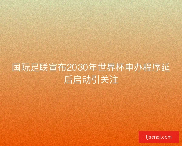 国际足联宣布2030年世界杯申办程序延后启动引关注