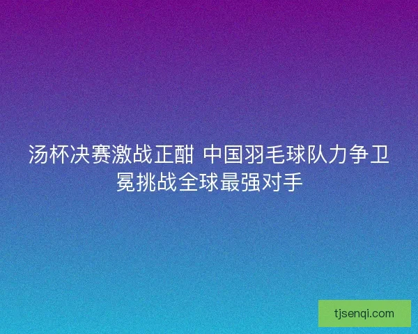 汤杯决赛激战正酣 中国羽毛球队力争卫冕挑战全球最强对手