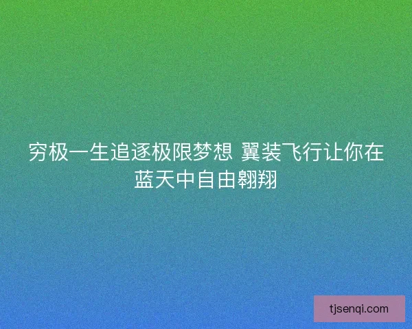 穷极一生追逐极限梦想 翼装飞行让你在蓝天中自由翱翔